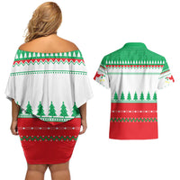 Funny Fitness Cookie Christmas Couples Matching Off Shoulder Short Dress and Hawaiian Shirt with Gingerbread Design and Holiday Pattern - Wonder Print Shop