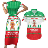 Funny Fitness Cookie Christmas Couples Matching Short Sleeve Bodycon Dress and Hawaiian Shirt with Gingerbread Design and Holiday Pattern - Wonder Print Shop