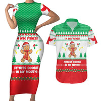 Funny Fitness Cookie Christmas Couples Matching Short Sleeve Bodycon Dress and Hawaiian Shirt with Gingerbread Design and Holiday Pattern - Wonder Print Shop
