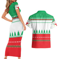 Funny Fitness Cookie Christmas Couples Matching Short Sleeve Bodycon Dress and Hawaiian Shirt with Gingerbread Design and Holiday Pattern - Wonder Print Shop