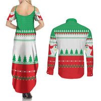 Funny Fitness Cookie Christmas Couples Matching Summer Maxi Dress and Long Sleeve Button Shirt with Gingerbread Design and Holiday Pattern - Wonder Print Shop