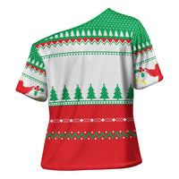 Funny Fitness Cookie Christmas Cross Shoulder Shirt with Gingerbread Design and Holiday Pattern - Wonder Print Shop