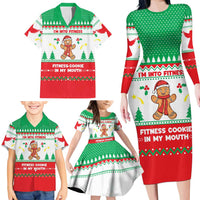 Funny Fitness Cookie Christmas Family Matching Long Sleeve Bodycon Dress and Hawaiian Shirt with Gingerbread Design and Holiday Pattern - Wonder Print Shop