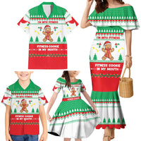 Funny Fitness Cookie Christmas Family Matching Mermaid Dress and Hawaiian Shirt with Gingerbread Design and Holiday Pattern - Wonder Print Shop