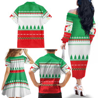 Funny Fitness Cookie Christmas Family Matching Off The Shoulder Long Sleeve Dress and Hawaiian Shirt with Gingerbread Design and Holiday Pattern - Wonder Print Shop