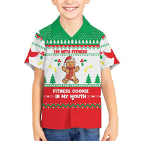 Funny Fitness Cookie Christmas Family Matching Off Shoulder Maxi Dress and Hawaiian Shirt with Gingerbread Design and Holiday Pattern - Wonder Print Shop