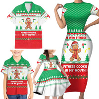 Funny Fitness Cookie Christmas Family Matching Short Sleeve Bodycon Dress and Hawaiian Shirt with Gingerbread Design and Holiday Pattern - Wonder Print Shop