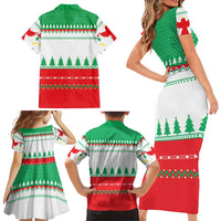 Funny Fitness Cookie Christmas Family Matching Short Sleeve Bodycon Dress and Hawaiian Shirt with Gingerbread Design and Holiday Pattern - Wonder Print Shop