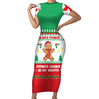 Funny Fitness Cookie Christmas Family Matching Short Sleeve Bodycon Dress and Hawaiian Shirt with Gingerbread Design and Holiday Pattern - Wonder Print Shop
