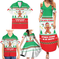 Funny Fitness Cookie Christmas Family Matching Summer Maxi Dress and Hawaiian Shirt with Gingerbread Design and Holiday Pattern - Wonder Print Shop