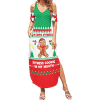 Funny Fitness Cookie Christmas Family Matching Summer Maxi Dress and Hawaiian Shirt with Gingerbread Design and Holiday Pattern - Wonder Print Shop