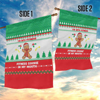 Funny Fitness Cookie Christmas Garden Flag with Gingerbread Design and Holiday Pattern - Wonder Print Shop