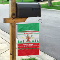 Funny Fitness Cookie Christmas Garden Flag with Gingerbread Design and Holiday Pattern - Wonder Print Shop