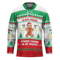 Funny Fitness Cookie Christmas Hockey Jersey with Gingerbread Design and Holiday Pattern - Wonder Print Shop