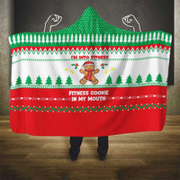 Funny Fitness Cookie Christmas Hooded Blanket with Gingerbread Design and Holiday Pattern - Wonder Print Shop