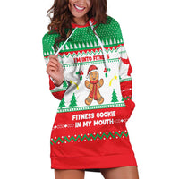 Funny Fitness Cookie Christmas Hoodie Dress with Gingerbread Design and Holiday Pattern - Wonder Print Shop