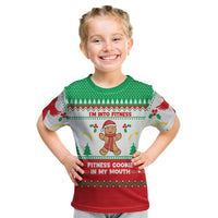 Funny Fitness Cookie Christmas Kid T Shirt with Gingerbread Design and Holiday Pattern - Wonder Print Shop