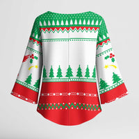 Funny Fitness Cookie Christmas Kimono Sleeve Blouse with Gingerbread Design and Holiday Pattern - Wonder Print Shop