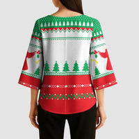 Funny Fitness Cookie Christmas Kimono Sleeve Blouse with Gingerbread Design and Holiday Pattern - Wonder Print Shop