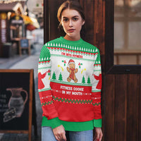 Funny Fitness Cookie Christmas Ugly Christmas Sweater with Gingerbread Design and Holiday Pattern - Wonder Print Shop