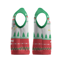 Funny Fitness Cookie Christmas Knitted V-Neck Vest with Gingerbread Design and Holiday Pattern - Wonder Print Shop