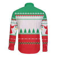 Funny Fitness Cookie Christmas Long Sleeve Button Shirt with Gingerbread Design and Holiday Pattern - Wonder Print Shop