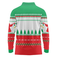 Funny Fitness Cookie Christmas Long Sleeve Polo Shirt with Gingerbread Design and Holiday Pattern - Wonder Print Shop