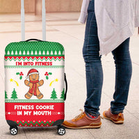 Funny Fitness Cookie Christmas Luggage Cover with Gingerbread Design and Holiday Pattern - Wonder Print Shop