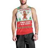 Funny Fitness Cookie Christmas Men Tank Top with Gingerbread Design and Holiday Pattern - Wonder Print Shop