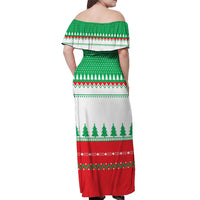 Funny Fitness Cookie Christmas Off Shoulder Maxi Dress with Gingerbread Design and Holiday Pattern - Wonder Print Shop