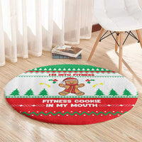 Funny Fitness Cookie Christmas Round Carpet with Gingerbread Design and Holiday Pattern - Wonder Print Shop