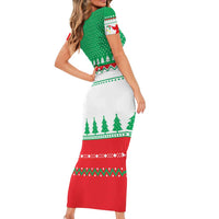 Funny Fitness Cookie Christmas Short Sleeve Bodycon Dress with Gingerbread Design and Holiday Pattern - Wonder Print Shop
