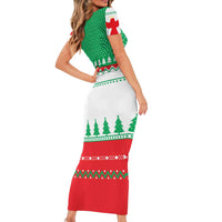 Funny Fitness Cookie Christmas Short Sleeve Bodycon Dress with Gingerbread Design and Holiday Pattern - Wonder Print Shop