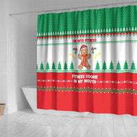 Funny Fitness Cookie Christmas Shower Curtain with Gingerbread Design and Holiday Pattern - Wonder Print Shop