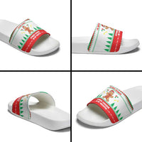 Funny Fitness Cookie Christmas Slide Sandals with Gingerbread Design and Holiday Pattern - Wonder Print Shop