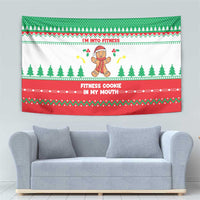 Funny Fitness Cookie Christmas Tapestry with Gingerbread Design and Holiday Pattern - Wonder Print Shop