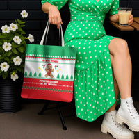 Funny Fitness Cookie Christmas Tote Bag with Gingerbread Design and Holiday Pattern - Wonder Print Shop