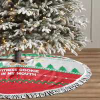 Funny Fitness Cookie Christmas Tree Skirt with Gingerbread Design and Holiday Pattern - Wonder Print Shop