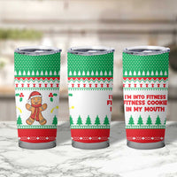 Funny Fitness Cookie Christmas Tumbler Cup with Gingerbread Design and Holiday Pattern - Wonder Print Shop