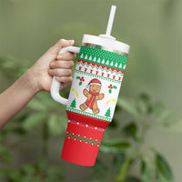 Funny Fitness Cookie Christmas Tumbler With Handle with Gingerbread Design and Holiday Pattern - Wonder Print Shop