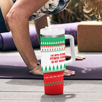 Funny Fitness Cookie Christmas Tumbler With Handle with Gingerbread Design and Holiday Pattern - Wonder Print Shop