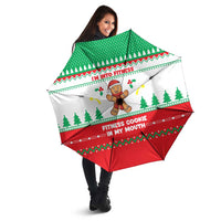Funny Fitness Cookie Christmas Umbrella with Gingerbread Design and Holiday Pattern - Wonder Print Shop