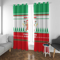 Funny Fitness Cookie Christmas Window Curtain with Gingerbread Design and Holiday Pattern - Wonder Print Shop