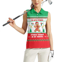 Funny Fitness Cookie Christmas Women Sleeveless Polo Shirt with Gingerbread Design and Holiday Pattern - Wonder Print Shop