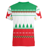 Funny Fitness Cookie Christmas Women V-Neck T-Shirt with Gingerbread Design and Holiday Pattern - Wonder Print Shop