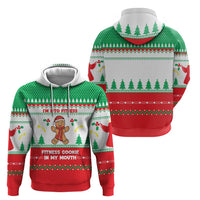 Funny Fitness Cookie Christmas Zip Hoodie with Gingerbread Design and Holiday Pattern - Wonder Print Shop