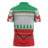 Funny Fitness Cookie Christmas Zipper Polo Shirt with Gingerbread Design and Holiday Pattern - Wonder Print Shop
