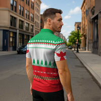 Funny Fitness Cookie Christmas Zipper Polo Shirt with Gingerbread Design and Holiday Pattern - Wonder Print Shop
