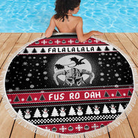 Fa La La La Snowman Tree Xmas Christmas Beach Blanket Xmas Holiday Patterns - Wonder Print Shop