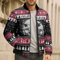 Fa La La La Snowman Tree Xmas Christmas Bomber Puffer Jacket Xmas Holiday Patterns - Wonder Print Shop